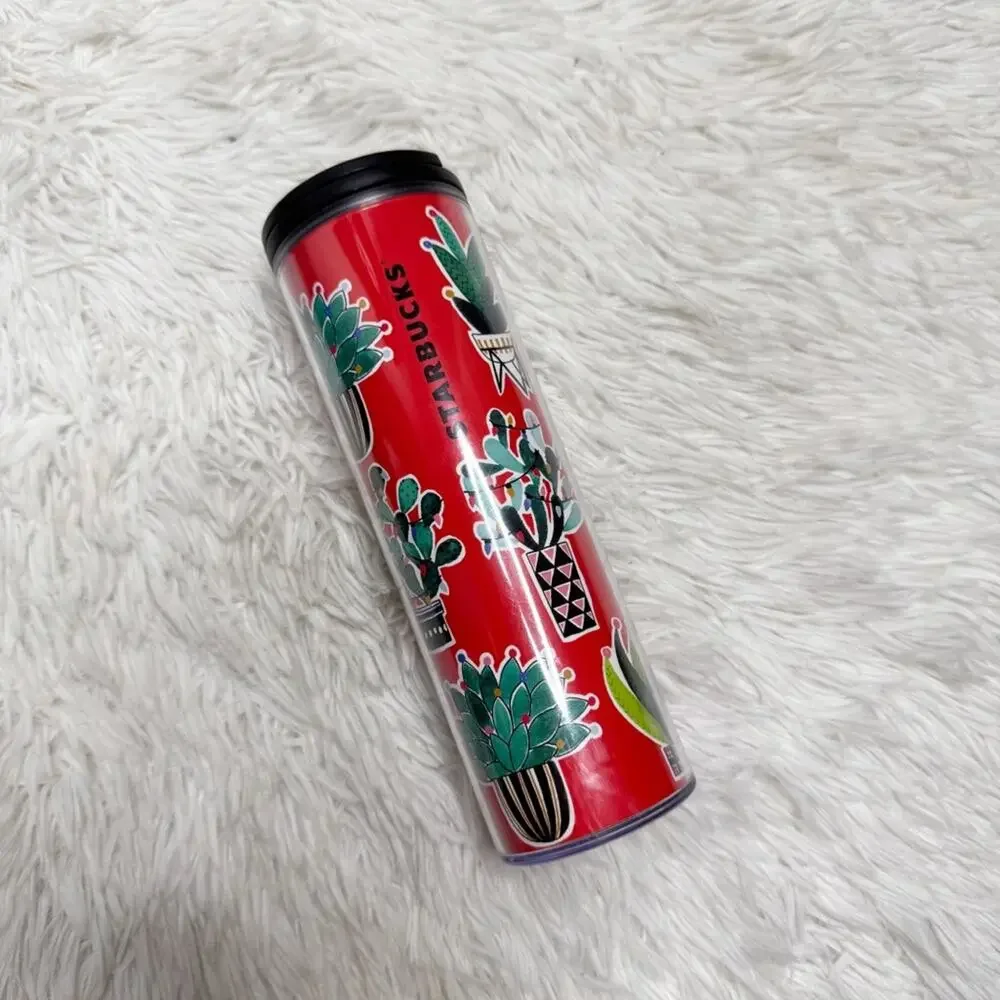 STARBUCKS / 2017 red Christmas cactus 16oz drink tumbler
